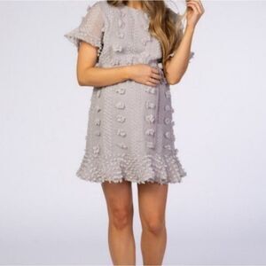 Pinkblush &Merci Gray Textured  Short Sleeve Mini Dress‎ Size Small
